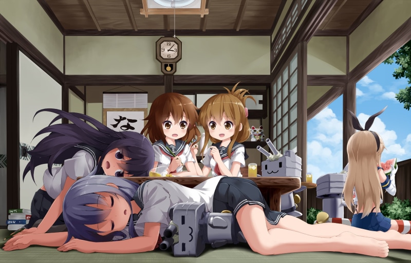 Ikazuchi (Kancolle), Shimakaze (Kancolle), Hibiki (Kancolle), Rensouhou-chan, Akatsuki (KanColle), Inazuma (Kancolle), Anime, Kantai Collection, Sleeping