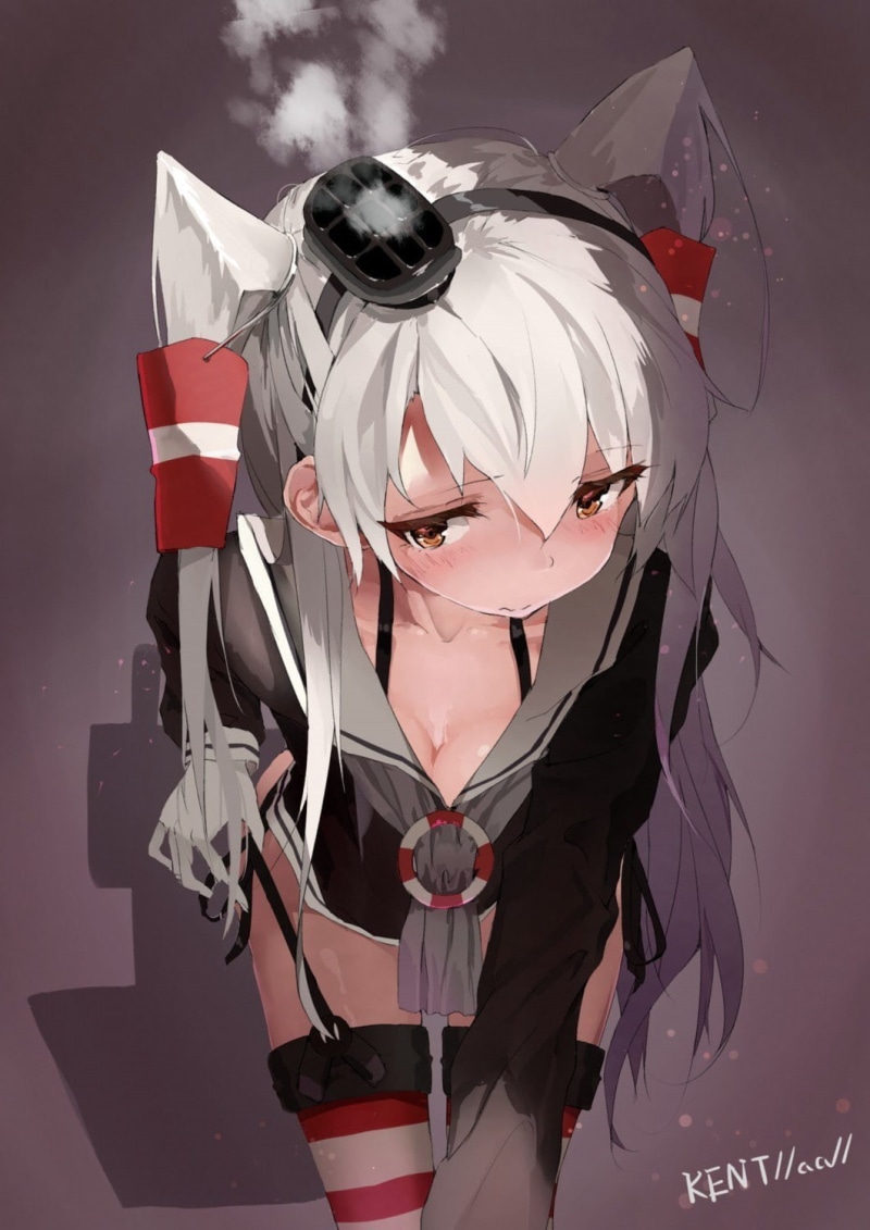 robot, Kantai Collection, representation, 720P, red, mask, indoors, domestic animals, pink color, anime, technology, Amatsukaze (Kancolle), no people