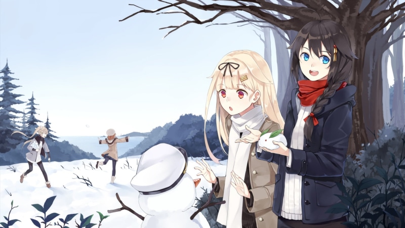 no people, winter, human representation, 1080P, nature, white color, Kantai Collection, mask, creativity, art and craft, Shigure (KanColle), disguise
