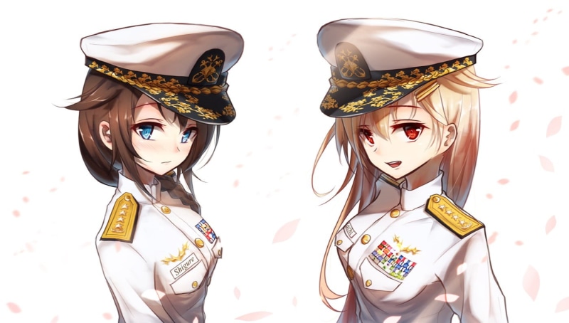 studio shot, portrait, headwear, representation, anime girls, Yuudachi (KanColle), people, costume, white background, doll, young women, Kantai Collection