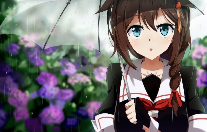 childhood, anime girls, plant, women, leisure activity, 720P, lifestyles, day, young adult, close-up, innocence, umbrella, girls, portrait, nature, child