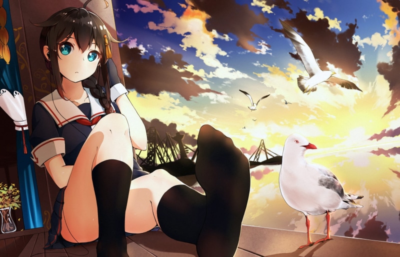 sunlight, group of animals, animal wildlife, nature, young women, anime, cloud - sky, young adult, leisure activity, Kantai Collection, large group of animals