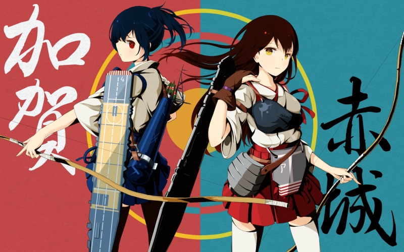 1080P, anime girls, Kantai Collection, Akagi (KanColle), Kaga (KanColle), anime