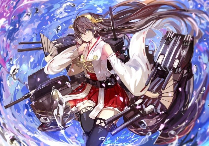 backgrounds, Haruna (KanColle), chrome, Kantai Collection, outdoors, full frame, mode of transportation, still life, miko, transportation, no people, high angle view