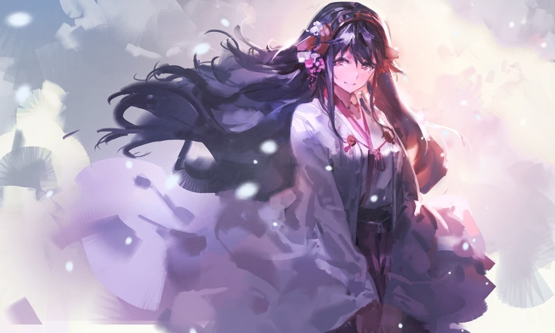 young women, day, hairstyle, one person, indoors, digital composite, leisure activity, 720P, long hair, purple, Kantai Collection, illustration, beautiful woman