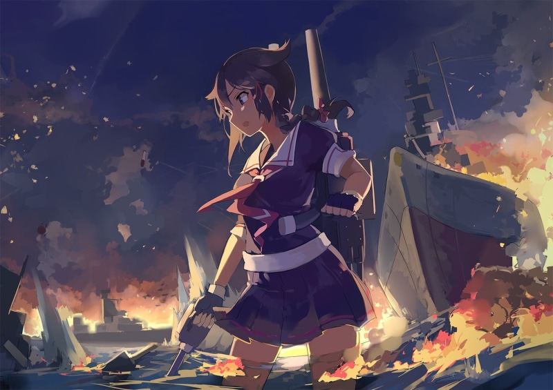anime, front view, incidental people, festival, female, nature, night, lifestyles, leisure activity, casual clothing, Kantai Collection, women, fashion