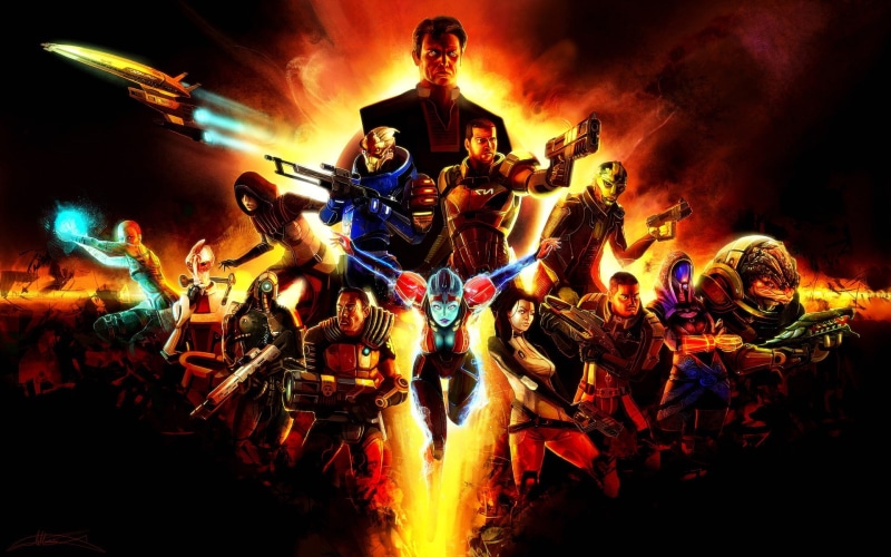 Bioware, illuminated, fire, celebration, togetherness, video games, flame, motion, burning, event, pop music, indoors, heat - temperature, crowd, stage