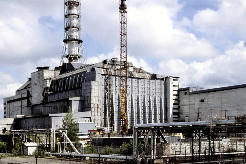 low angle view, old, Chernobyl, radiation, industry, architecture, nature, building exterior, cloud - sky, 2K, railing, abandoned, apocalyptic, building