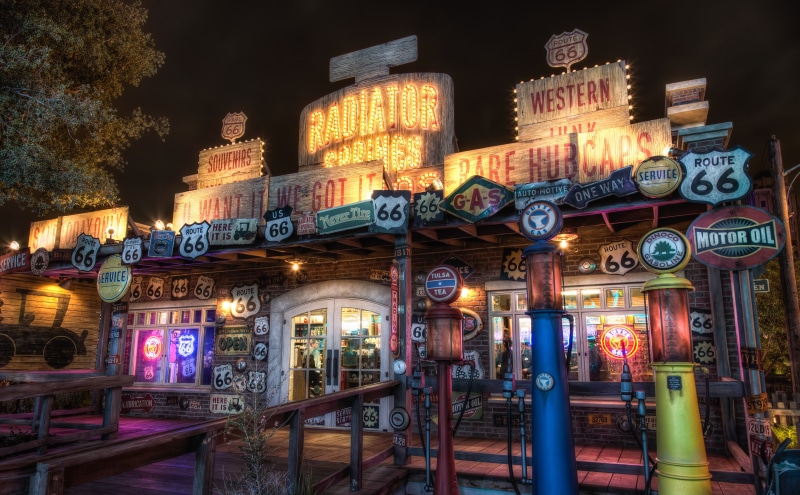 outdoors, building, art and craft, Night, 5K, representation, luxury, radiator, Cars Land, architecture, building exterior, glowing, travel destinations