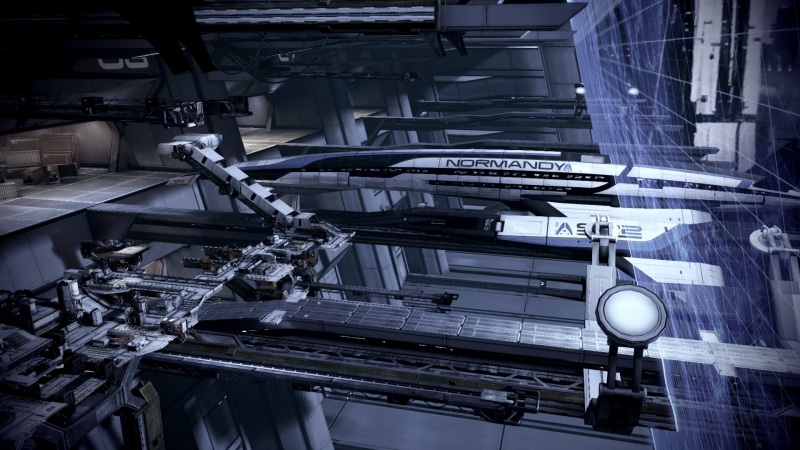 car, built structure, factory, motor vehicle, 1080P, city, Normandy SR-2, machinery, equipment, architecture, Mass Effect, metal, indoors, day, no people