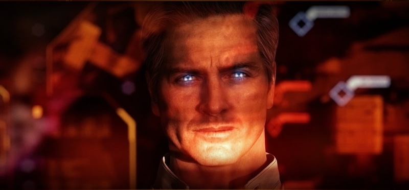 dark, serious, motion, portrait, human face, science fiction, night, body part, Mass Effect, front view, headshot, Illusive Man, 1080P, looking at camera