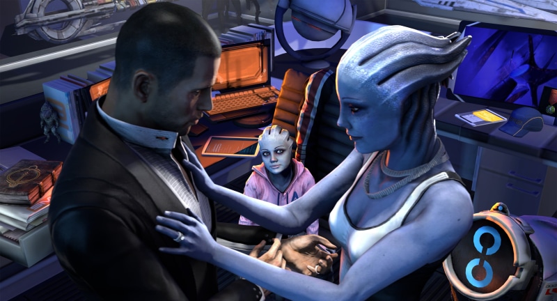 young adult, representation, women, asari, Cabin, human representation, mass effect, young men, sitting, adult, illuminated, indoors, mass, fan art
