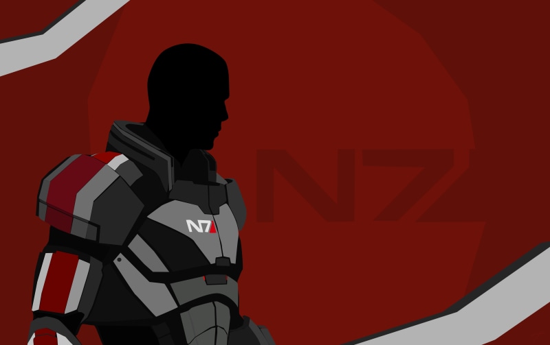 5K, communication, studio shot, indoors, adult, rear view, Mass Effect, leisure activity, one person, wall - building feature, shape, lifestyles, looking
