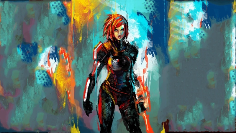 three quarter length, one person, built structure, waist up, creativity, day, women, video games, adult, front view, multi colored, 1080P, clothing, Mass Effect 3