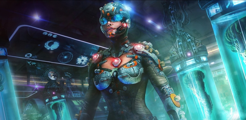 1080P, robot, futuristic, cyborg, artwork, science fiction