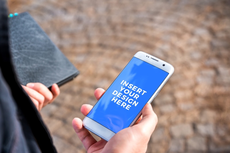 smartphone, businessman, business, street, human hand, 4K, portable information device, mobile phone, service, finance, people, mockup, consumerism, white
