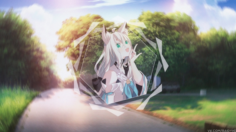 Shirakami Fubuki, 4K, picture-in-picture, anime, anime girls
