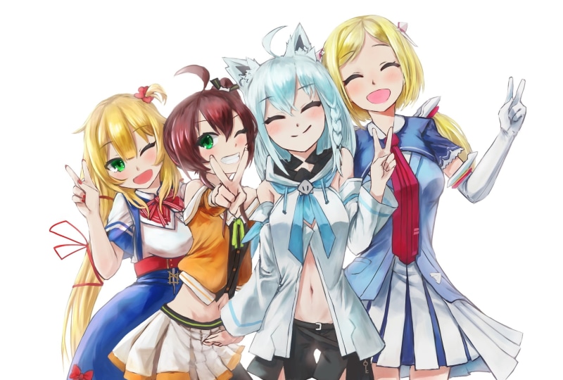 Anime, Shirakami Fubuki, Aki Rosenthal, Virtual Youtuber, Akai Haato, Natsuiro Matsuri, 1080P