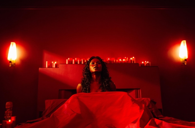 red, lighting equipment, brown hair, dress, fashion, young adult, night, american gods  for  download for pc, front view, candle, indoors, mystery, contemplation