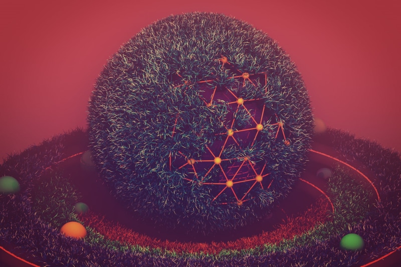grass, outdoors, sphere, print, night, tranquility, geometric shape, food, 3D, abstract, rug, Cinema 4D, 1080P, field, round, ball, illuminated, orange color