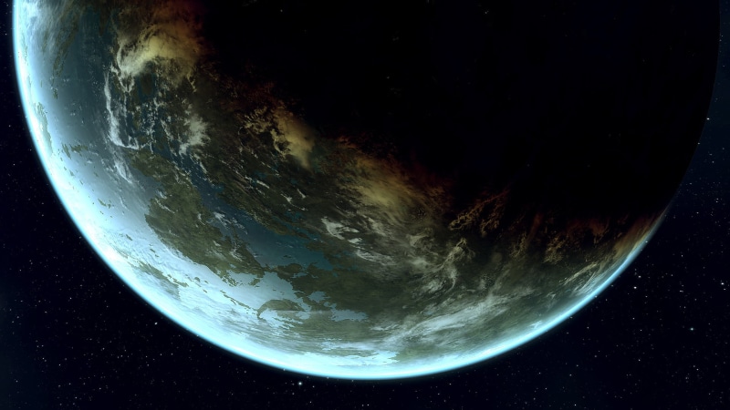 satellite view, night, EVE Online, sky, outdoors, water, sea, planet, planet - space, 1080P, digital art, cloud - sky, star - space, no people, sphere