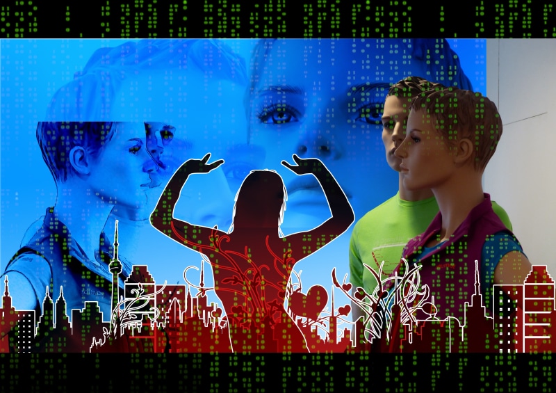 stiff, two people, child, digital composite, nature, creativity, 4K, data, illustration, network, technology, computer virus, virus warning, binary system