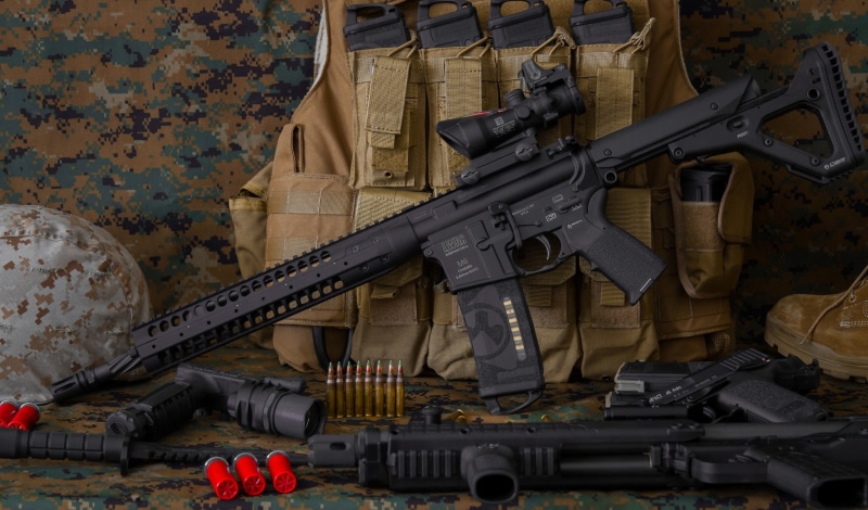 shotgun, LWRC AR-15, magpul, 1080P, Heckler and Koch USP, AR-15, weapon
