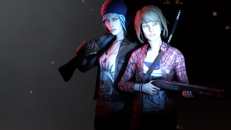 technology, illuminated, young adult, waist up, 1080P, real people, front view, young women, Life Is Strange, standing, holding, shotguns, three quarter length