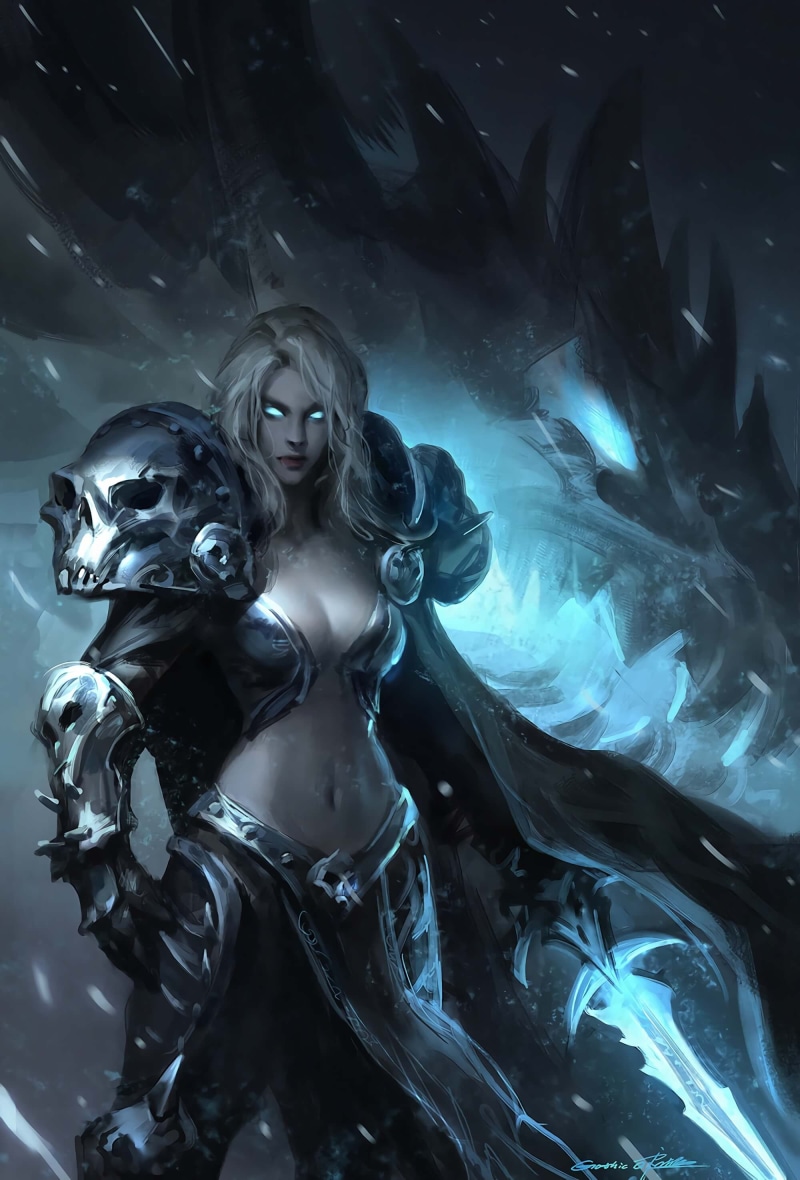 human representation, frozen, 2K, statue, long hair, Arthas, emotion, art and craft, fantasy, genderswap, Lich King, video games, blue eyes, belly, creativity