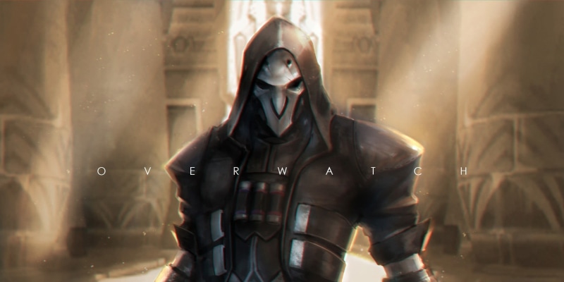 front view, violence, hood, 1080P, Overwatch, Reaper (Overwatch), clothing, hood - clothing, architecture, sign, holding, disguise, Reapers, one person