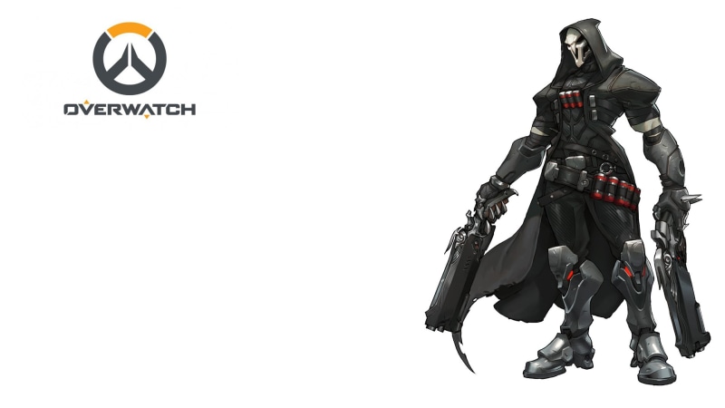 Reaper (Overwatch), weapon, government, full length, text, people, studio shot, uniform, copy space, white background, Overwatch, representation, safety