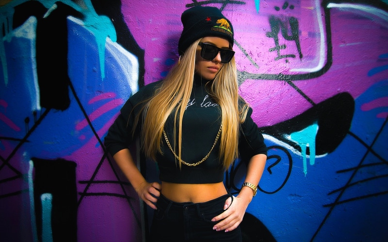 women with glasses, hat, women, model, 1080P, blonde