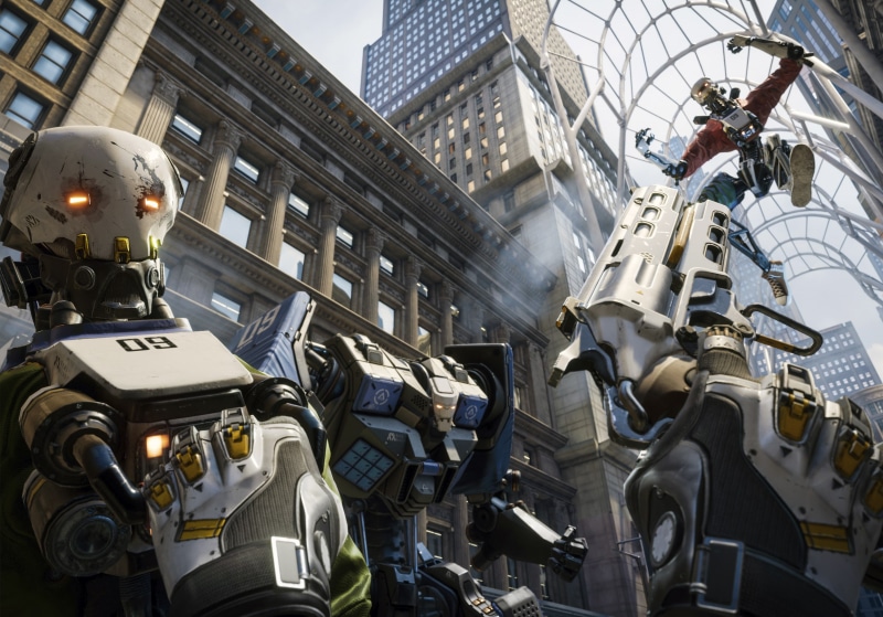 no people, architecture, creativity, museum, art and craft, mode of transportation, Robo Recall, building, low angle view, VR Games, rail transportation