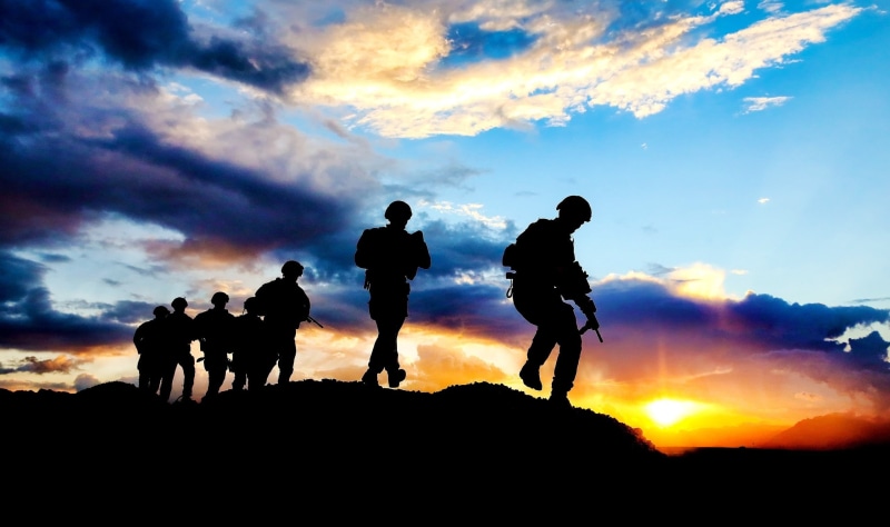 full length, leisure activity, togetherness, nature, people, group of people, black, non-urban scene, s, silhouette, military, standing, tranquil scene