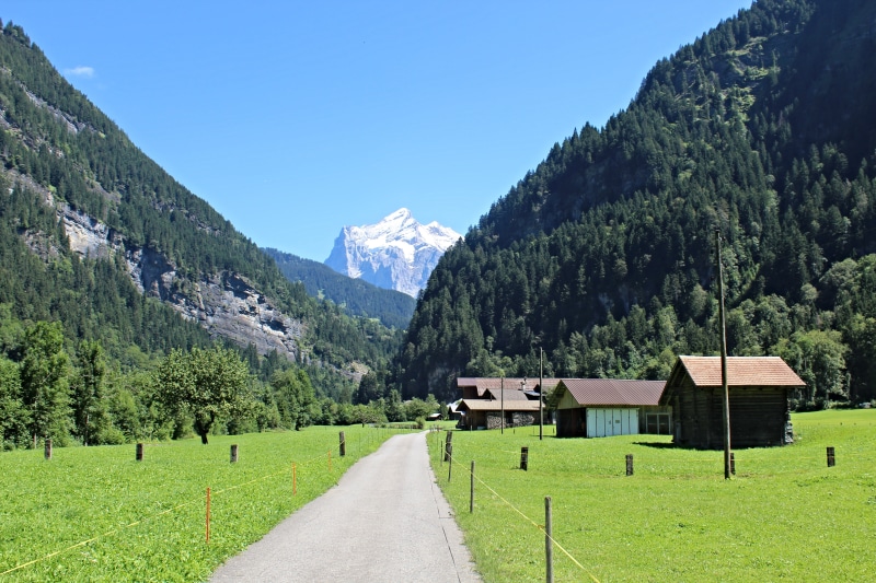 scenics, brown, photo, nature, european Alps, outdoors, houses, summer, Crouching, Mountain, beside, gray, road, 5K, landscape, Bernese Oberland, Switzerland