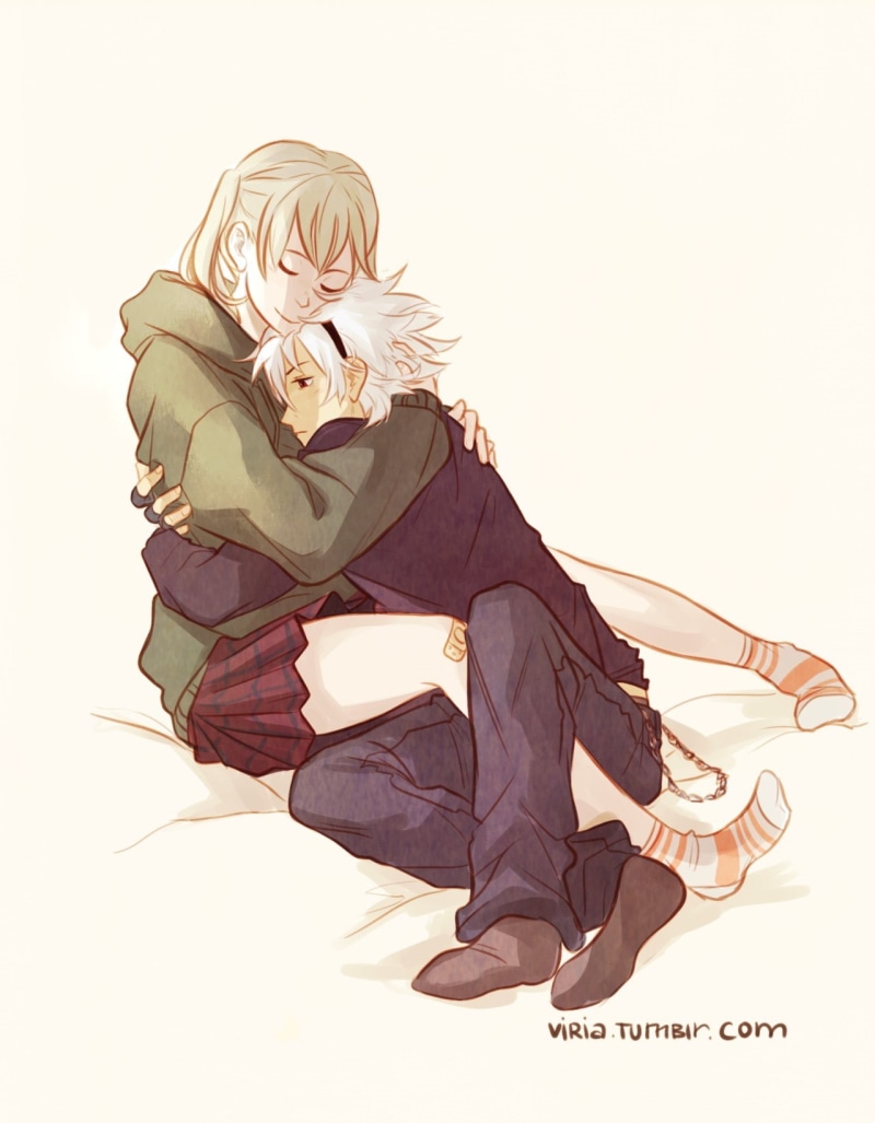 men, women, Maka Albarn, indoors, sadness, clothing, offspring, males, 720P, adult, full length, blond hair, hair, Soul Evans, people, depression - sadness