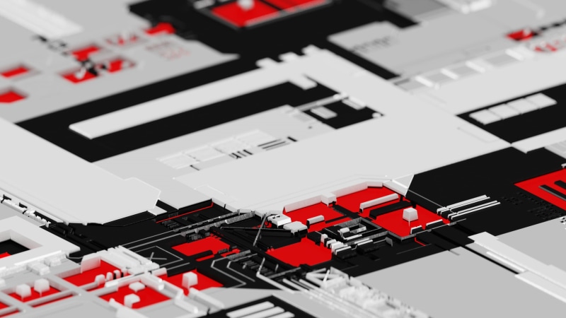 red, black, white, 2K, meta verse, 3D graphics, motherboards, circuit