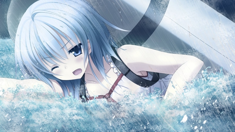 Girl, Short Hair, Rain, Anime, Imouto No Katachi, White Hair, Water, Swimming, CGI, 1080P, Meta (Imouto no Katachi), Wink