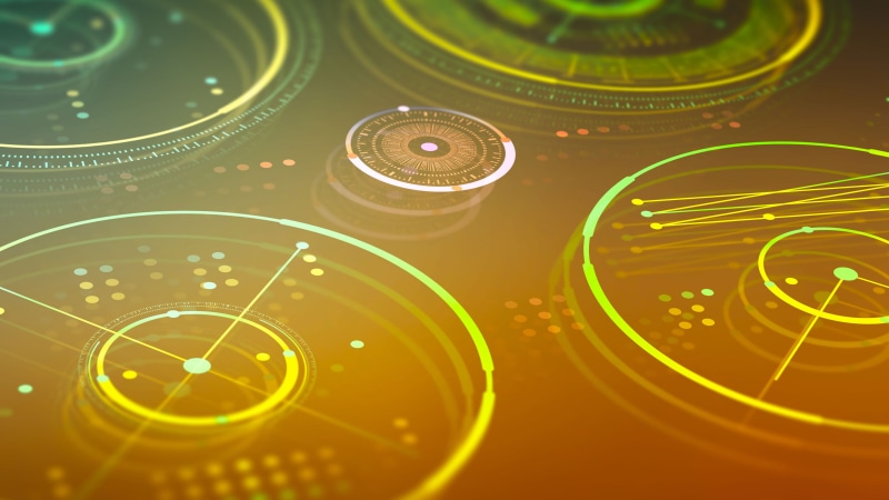 geometric shape, connection, circle, water, close-up, yellow, fiber optic, full frame, design, Tech, shape, 4K, backgrounds, light - natural phenomenon