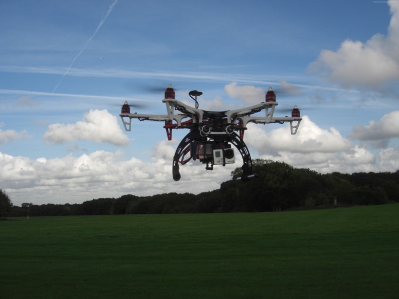 no people, 2K, field, futuristic, plant, review, day, camera - photographic equipment, surveillance, sky, flying, DJI FLAMEWHEEL F550, motion, quadcopter