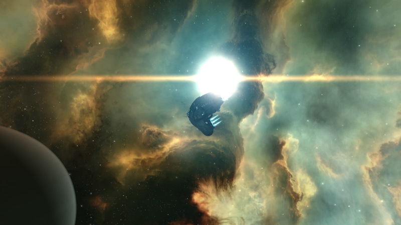 blue, nebula, 1080P, spaceship, hd, light, clouds, video games, eve, black, online