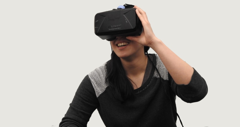 virtual reality, headset, vr, futuristic, woman, holding, 4K, studio shot, virtual reality simulator, cut out, front view, white background, innovation