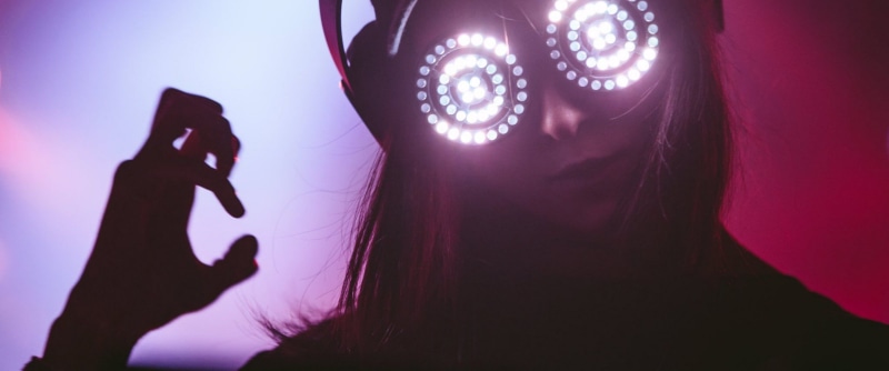music, 2K, Rezz, glasses, dubstep, lights, EDM, goggles