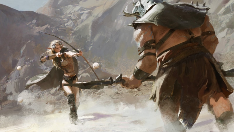 illustration, motion, day, holding, water, real people, nature, people, facing, warrior, fantasy art, 1080P, digital art, fighting, concept art, Huang Fan