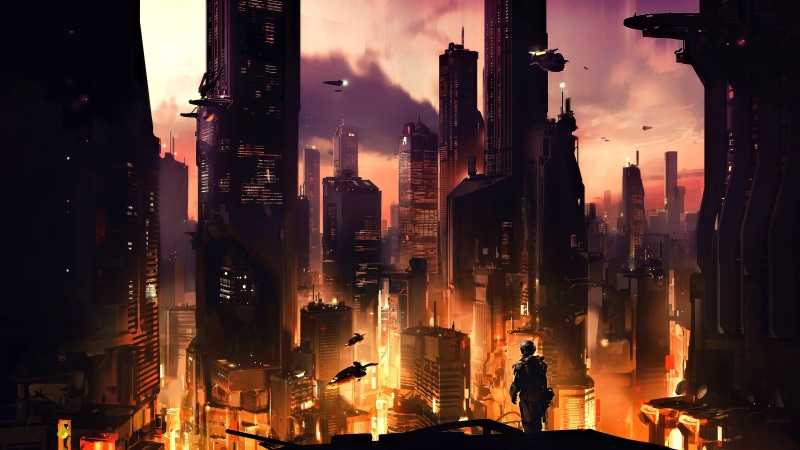 fan art, Master Chief, Video Game Art, Xbox One, concept art, 4K, fantasy art, Halo: Master Chief Collection, futuristic city, digital art, Halo, video games