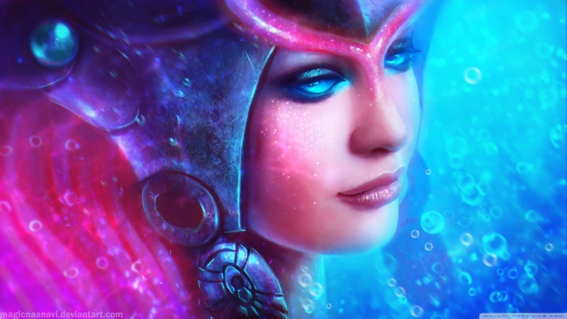 blue, MagicnaAnavi, purple, 720P, headshot, fantasy art, human face, realistic, futuristic, close-up, women, young women, beautiful people, eye, portrait