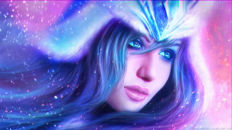 hair, one person, league, anime girls, young adult, render, League of Legends, 1080P, portrait, digital composite, realistic, blue, eye, human body part