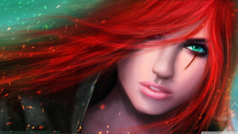 MagicnaAnavi, video games, Katarina du Couteau, redhead, League of Legends, 720P, Katarina