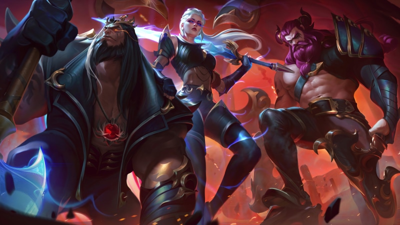 pixel art, dark, Riot Games, Kayle (League of Legends), digital art, 4K, 4K, GZG, Yorick (League of Legends), Pentakill, Yorick, rock stars, rock, Olaf