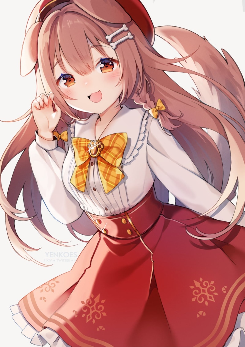 smiling, Inugami Korone, 720P, anime girls, Yennineii, Hololive